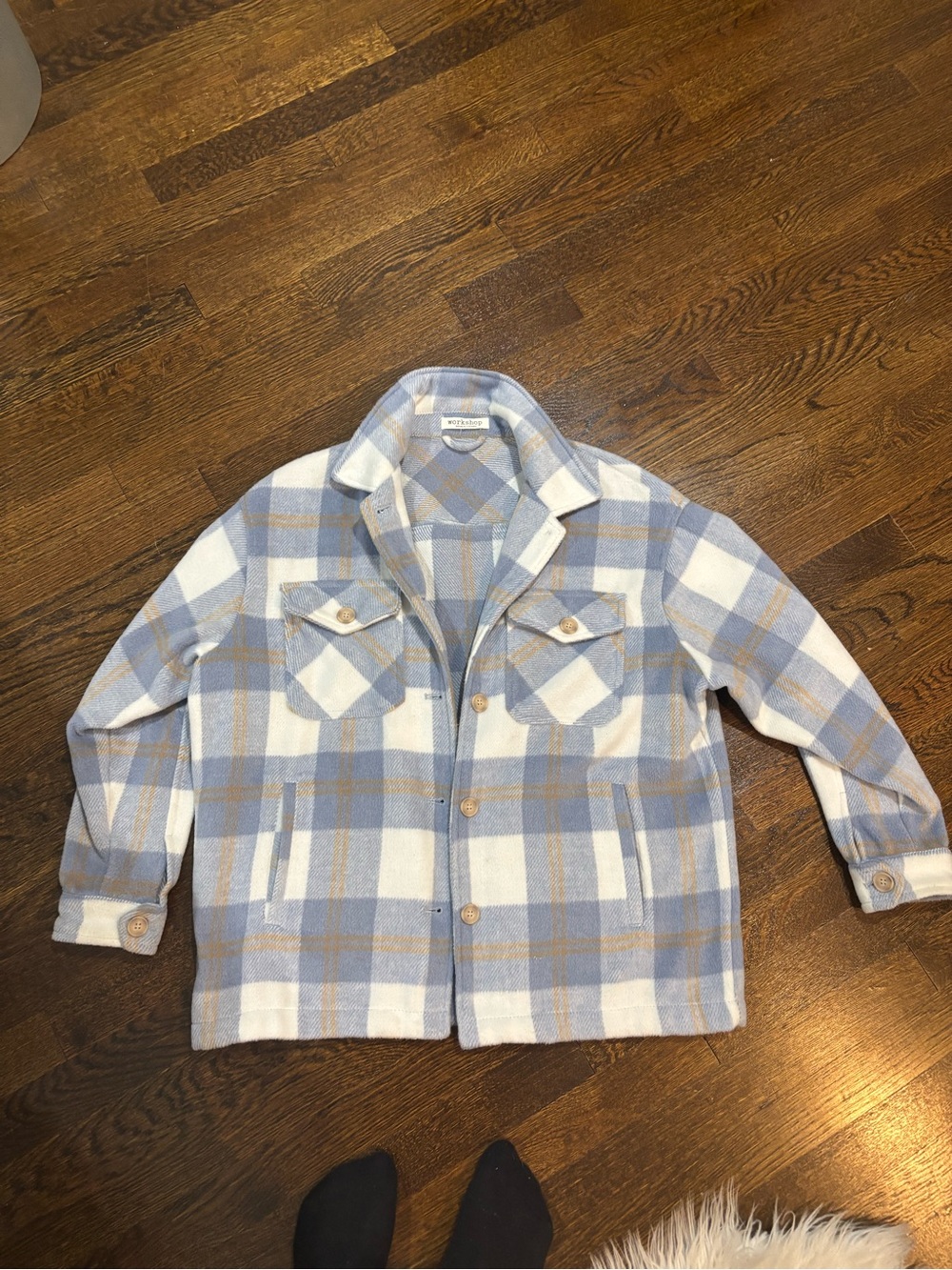 Workshop Republic Clothing Blue & White Plaid Button-Up Shirt Jacket